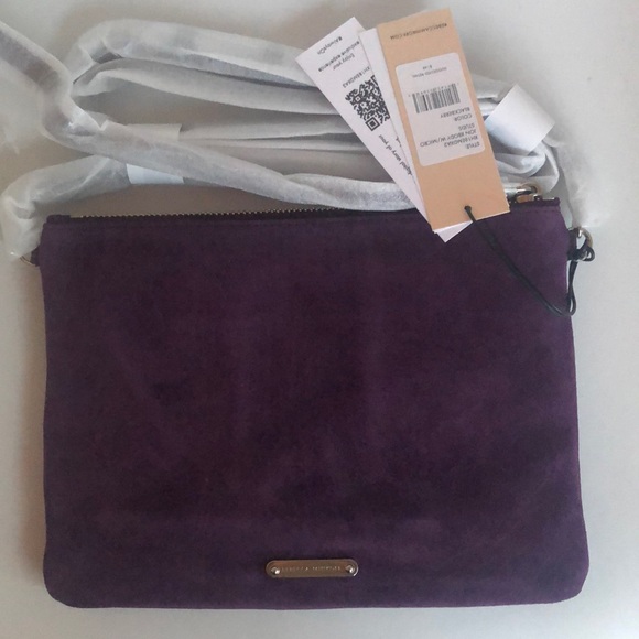 NWT $148 Rebecca Minkoff Jon Suede Leather Purple Silver Studded Crossbody Bag! - Picture 8 of 10